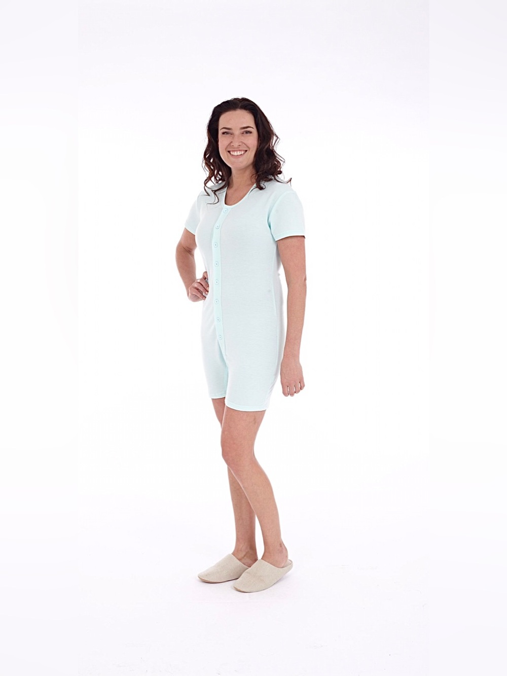 Short Sleeve Pyjama Onesie-Mint